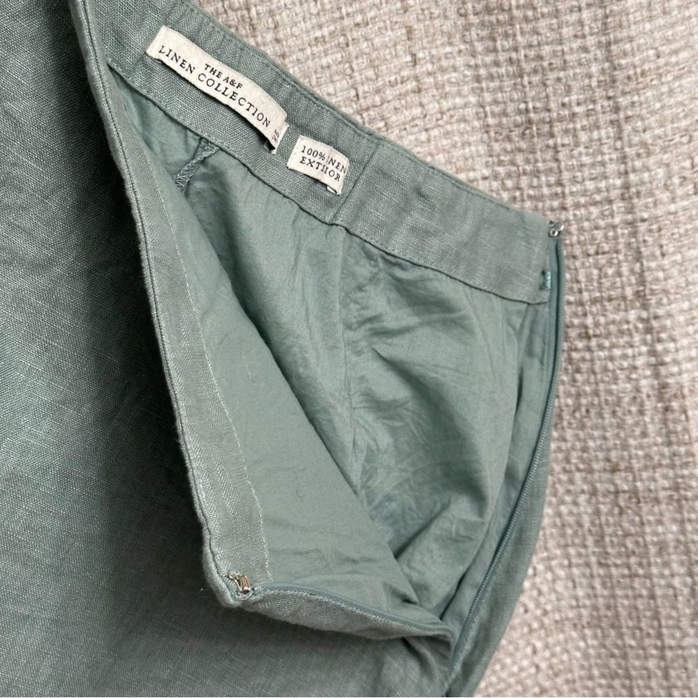 Abercrombie & Fitch Linen Mini Skort Scalloped Hem Green Sz Small Coastal Preppy - Picture 7 of 9